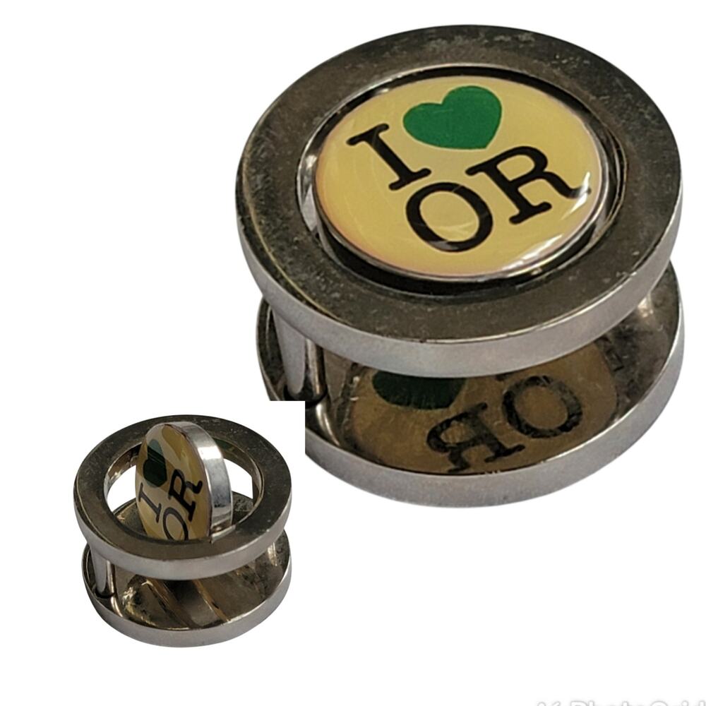 VTG I Love Oregon Spinning Magnet Refrigerator‎ Metal Souvenir Travel USA PNW